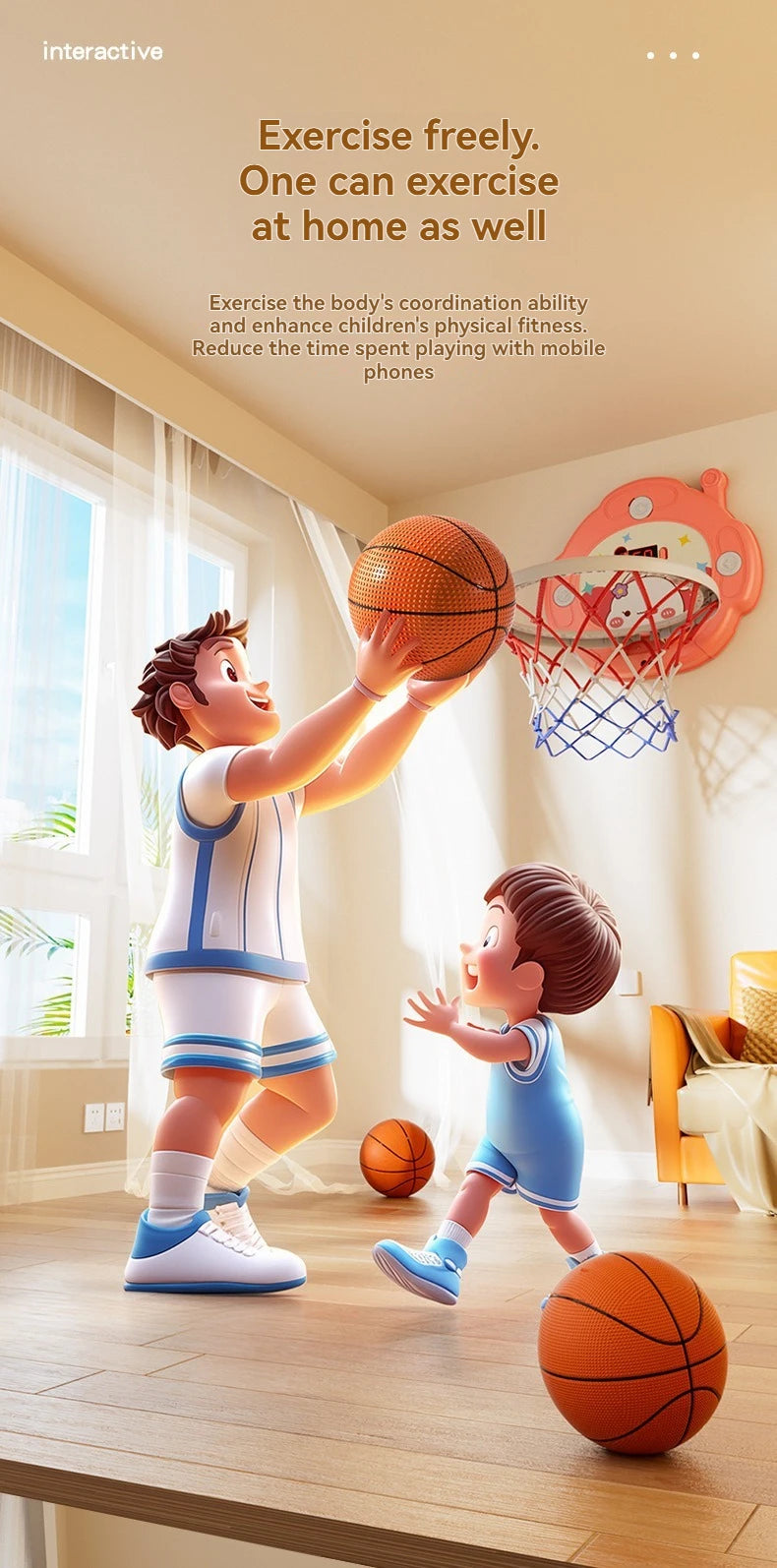 2025 New Children's Basketball Frame Indoor Shooting Hanging Baby Basketball Stand 1-5 Year Old Baby Home Ball Toy No Punching 