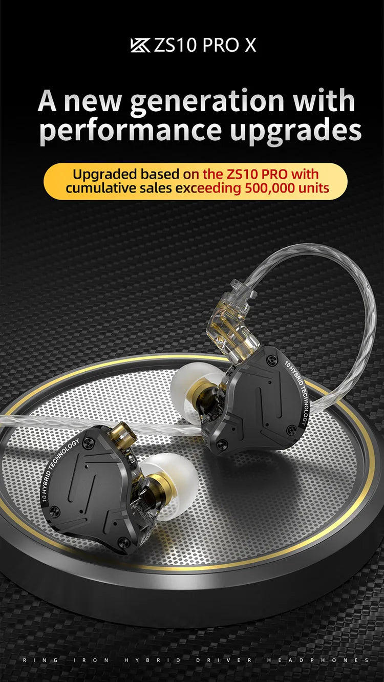 KZ ZS10 PRO X HIFI Bass Metal Hybrid In-ear Earphone Sport Noise Cancelling Headset Earbuds 