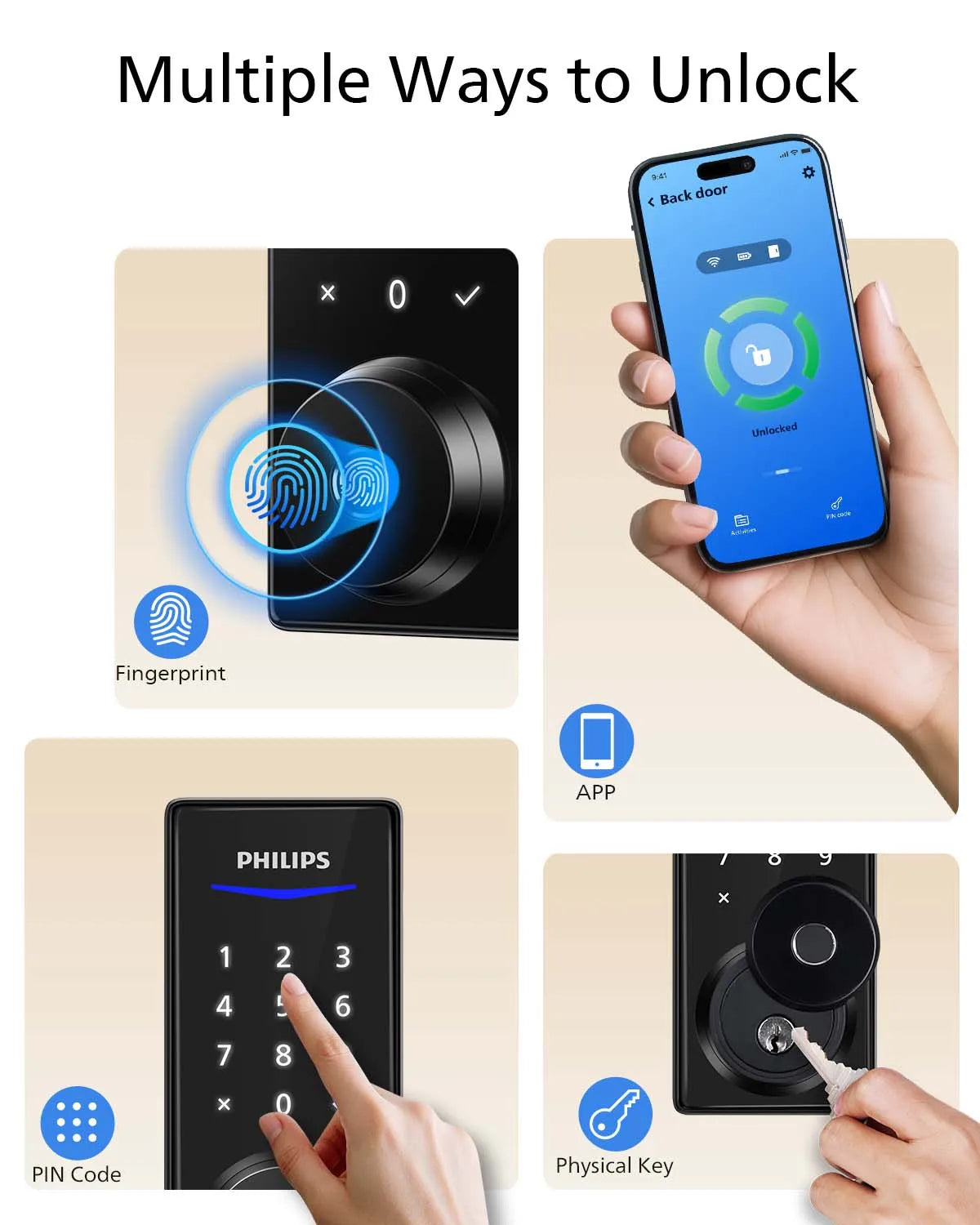 Philips fingeravtryckslås med appstyrning och automatisk låsning