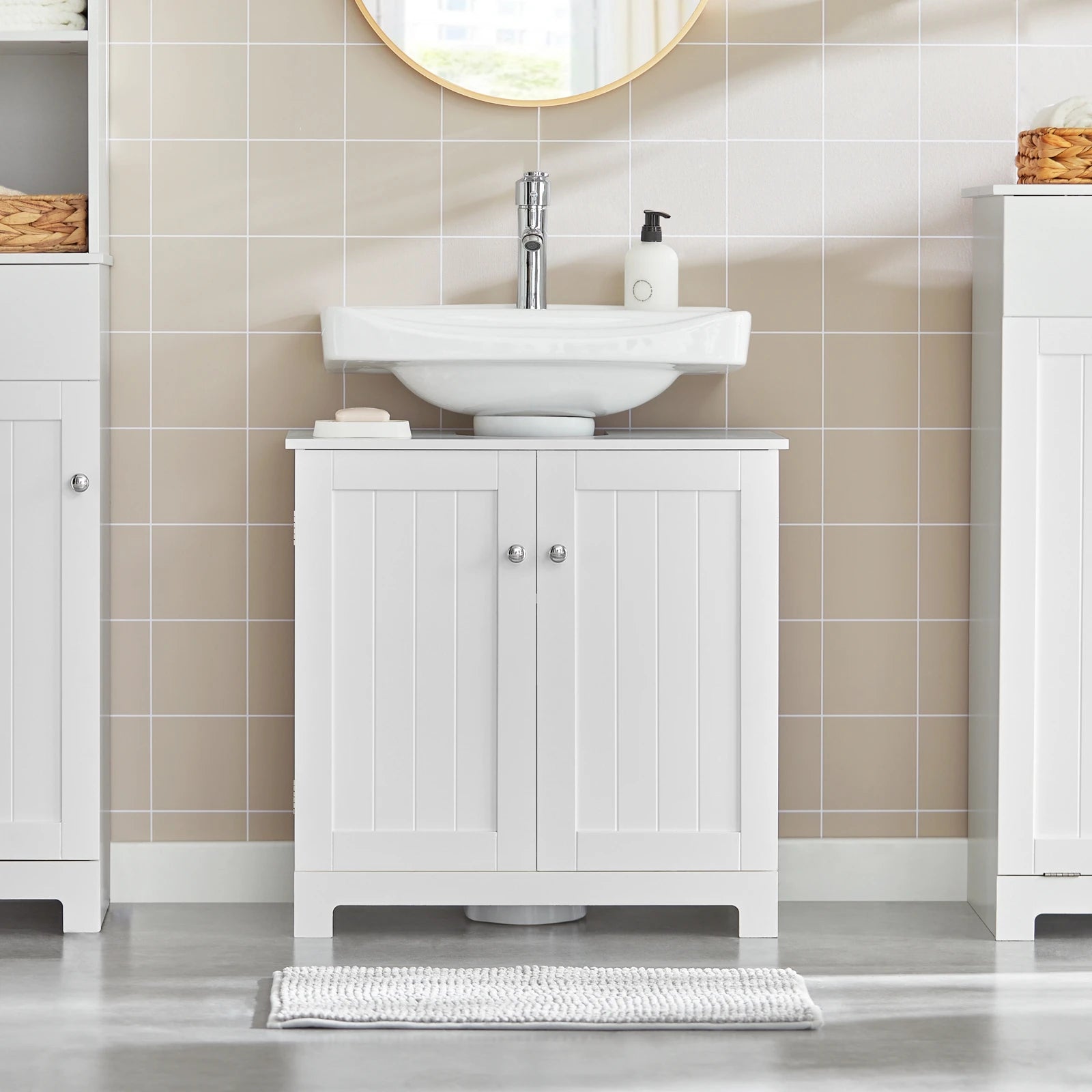 Under Sink Bathroom Cabinet with U-Shape Storage 60x60x30cm
