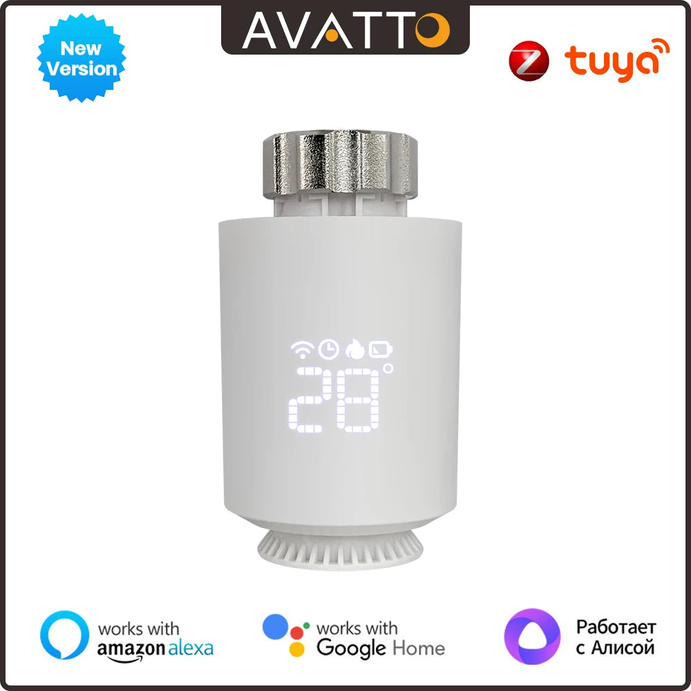 AVATTO Tuya ZigBee3.0 Thermostat Radiator Actuator Smart TRV Thermostatic Valve Controller Works With Alexa Google Home Alice 