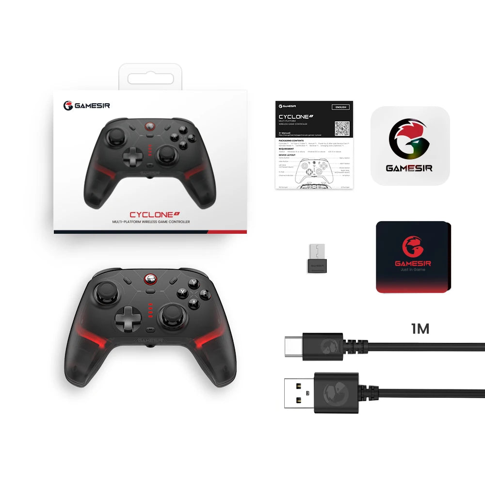GameSir Cyclone 2 Bezdrátový Pro ovladač Bluetooth hernípad s nabíjecí stanicí Hall Effect joysticky pro Nintendo Switch, iPhone, Android & PC