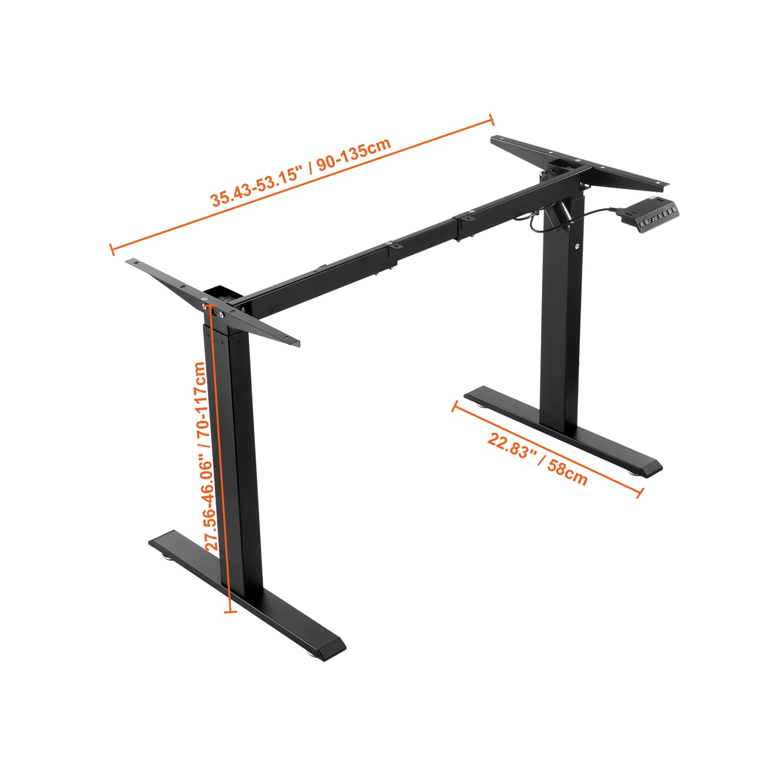 Cadre de bureau debout SucceBuy électrique, tréteaux de bureau ergonomique ajustable pour ordinateur, base de poste de travail DIY pour maison/bureau, noir et blanc