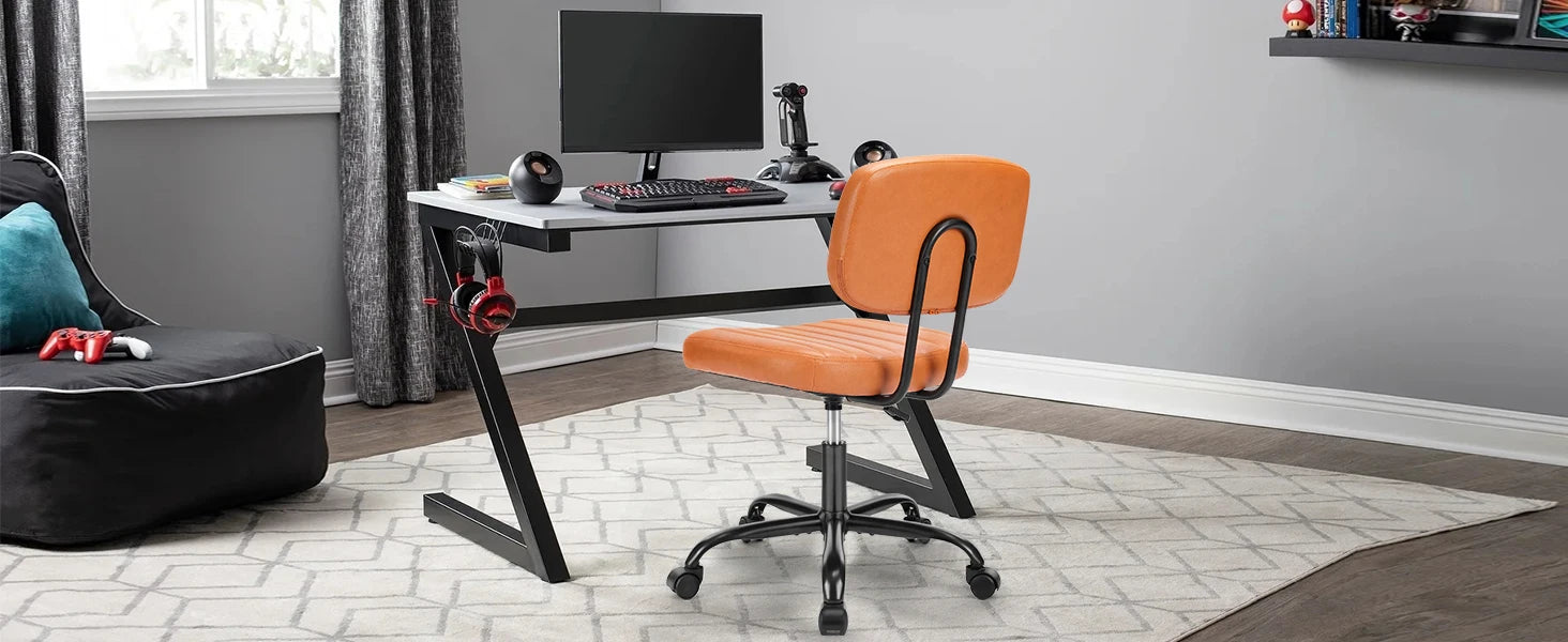 Armless Office Desk Chair with Lumbar Support & Swivel Wheels