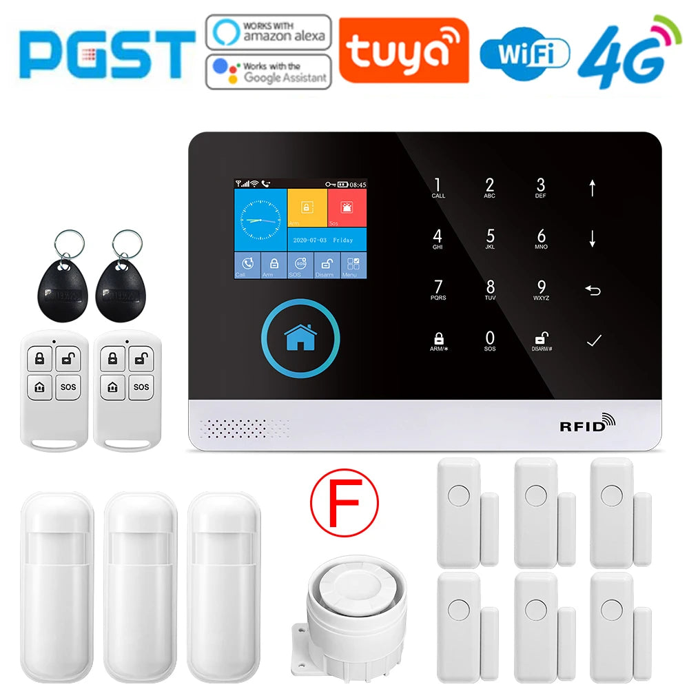 PGST-103 Graffiti Alarm System, 4G Secure Home WiFi Smart Home Alarm, Wireless Security System Device, Controlled by Smart Life 