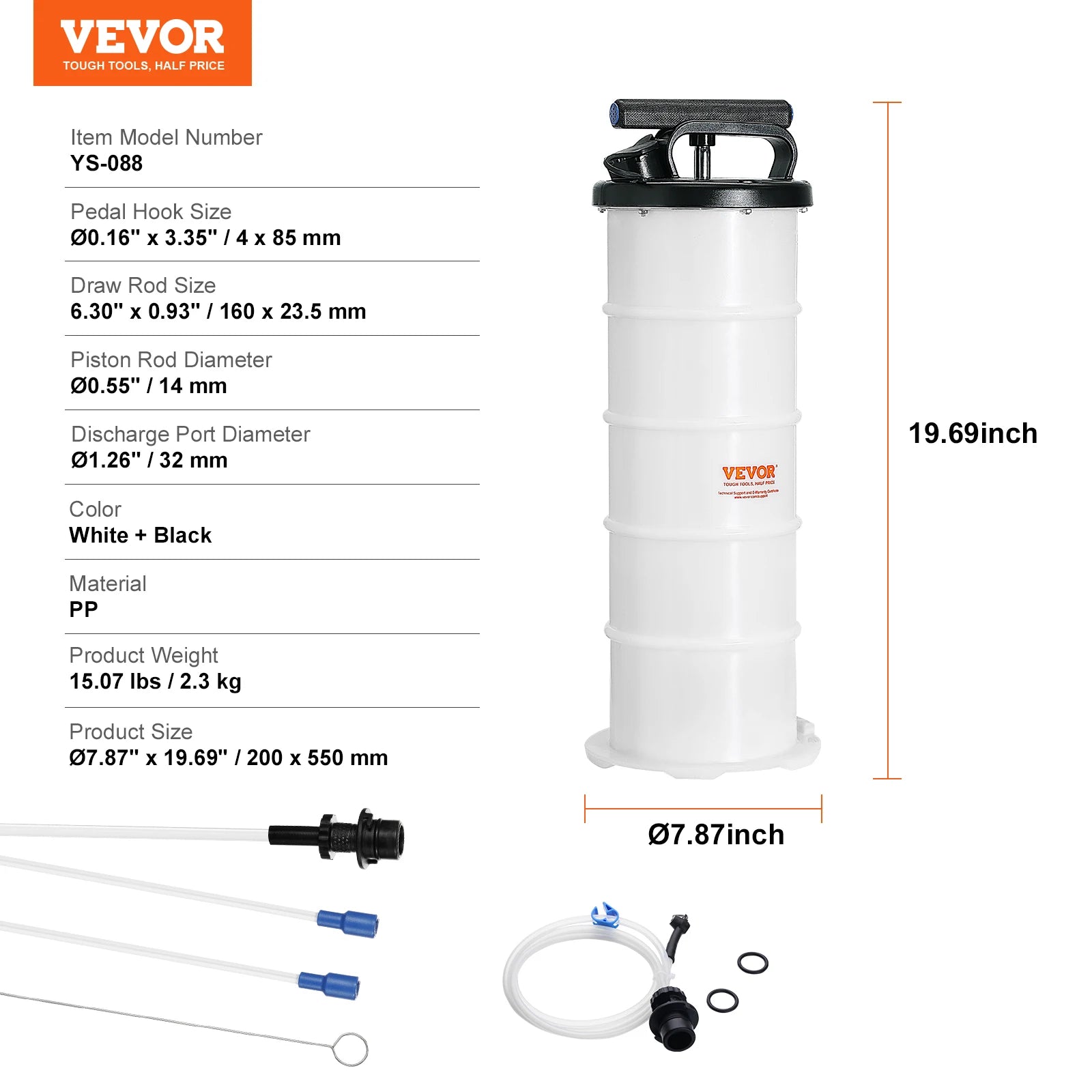 Pompe manuelle d'extraction de fluide 6,5L pour huiles, liquides de frein et moteur