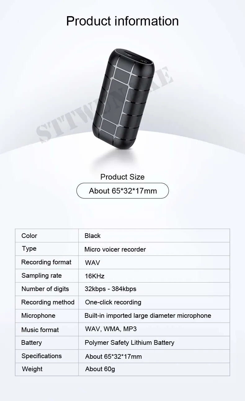 Mini Voice Activated Recorder 500hours Digital Recording Device Professional Sound Dictaphone Listening Audio Micro Record Small 