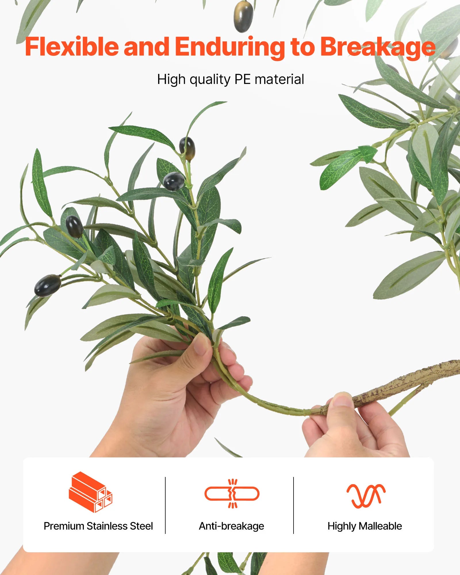 Árvore Artificial SucceBuy com Vaso Preto, Árvore Falsa Alta com Tronco de Madeira Natural, Planta Falsa para Interior, Decoração de Canto para Casa e Escritório
