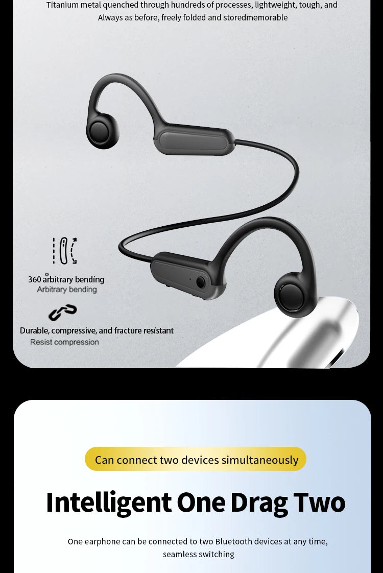 Xiaomi Mijia Real Bone Conduction Sport Headphone Wireless Earphone Bluetooth-Compatible Headset Hands-free with Mic for Running 