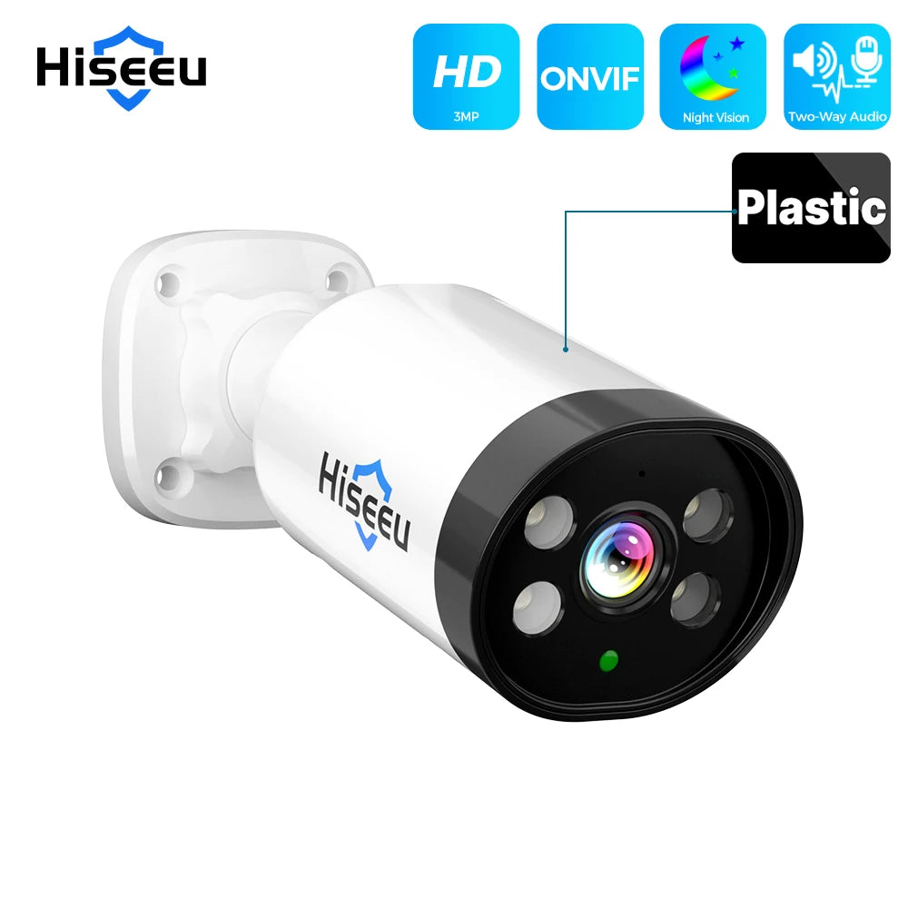 3MP POE IP Camera with Audio, Night Vision, ONVIF