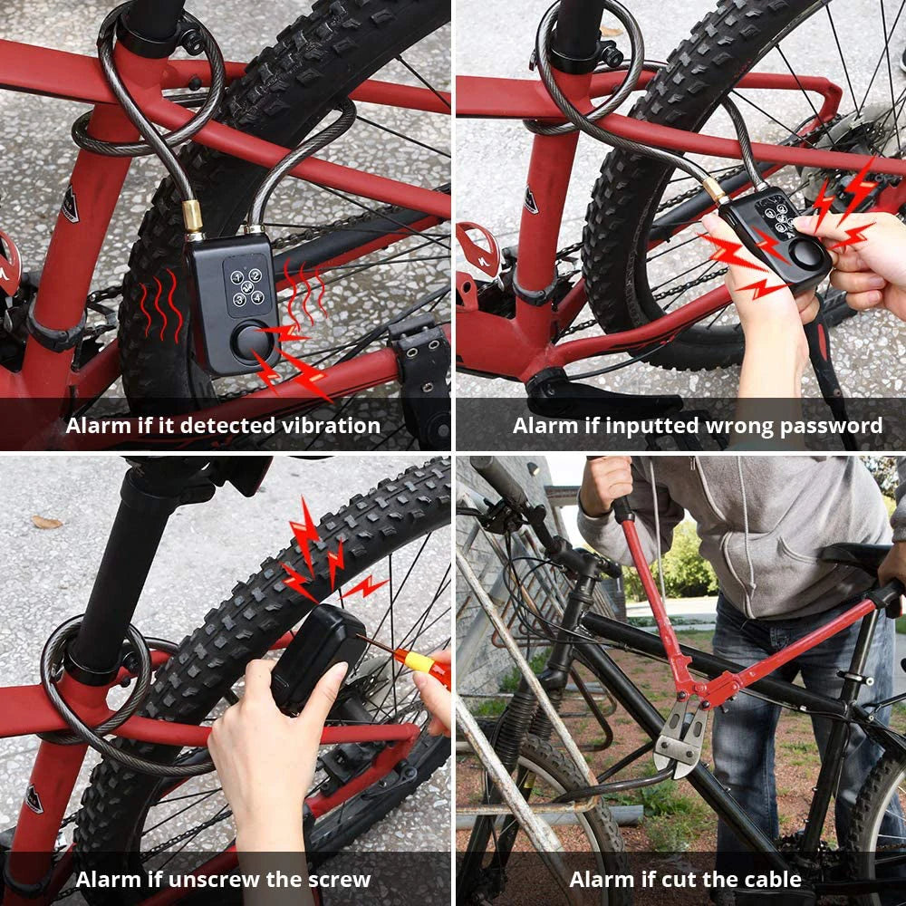 Bicycle Cable Alarm Lock with Remote