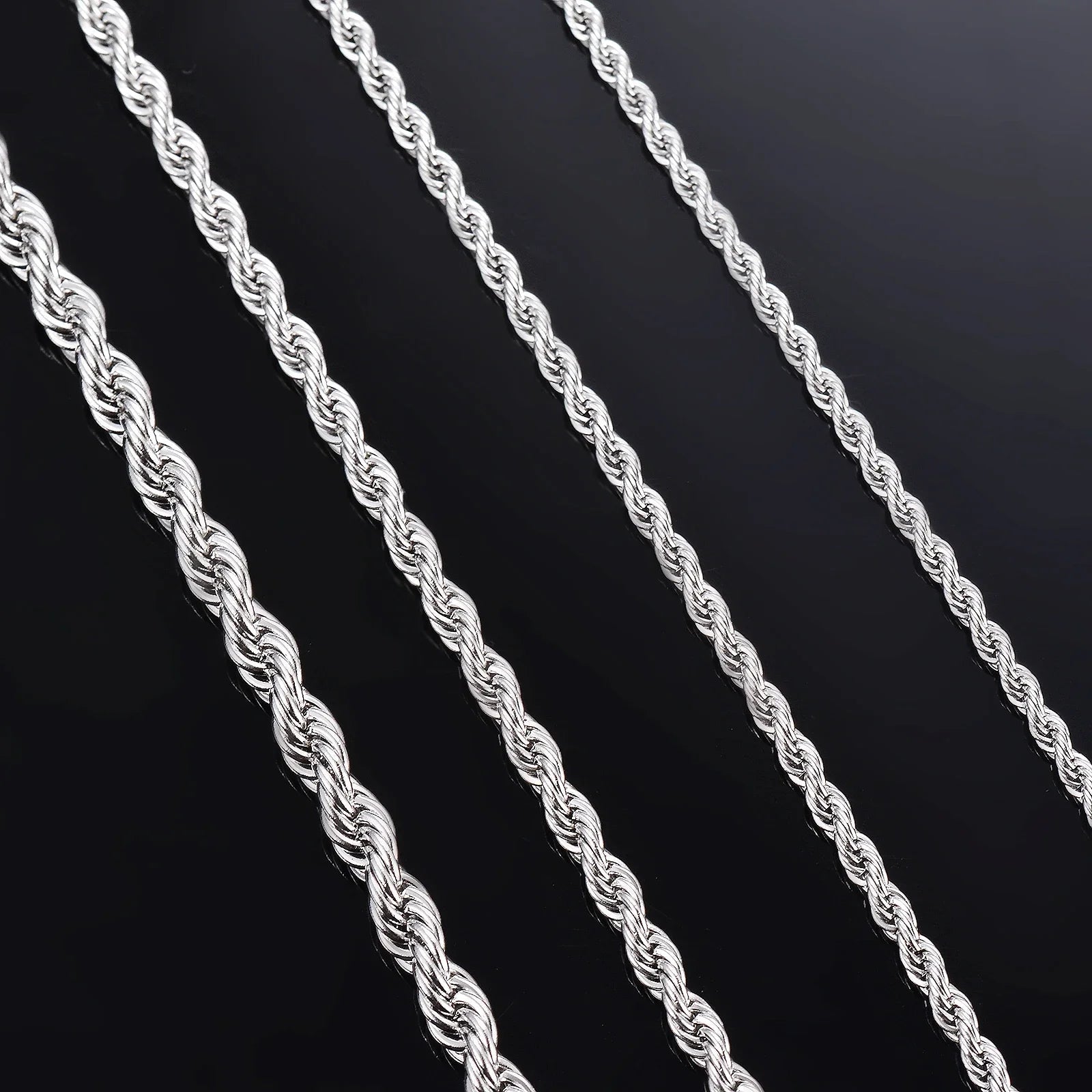 1 piece 925 sterling silver Width 2mm/3mm/4mm Rope Chain Necklace/Bracelet For Men Women Man Fashion Chain Necklace 