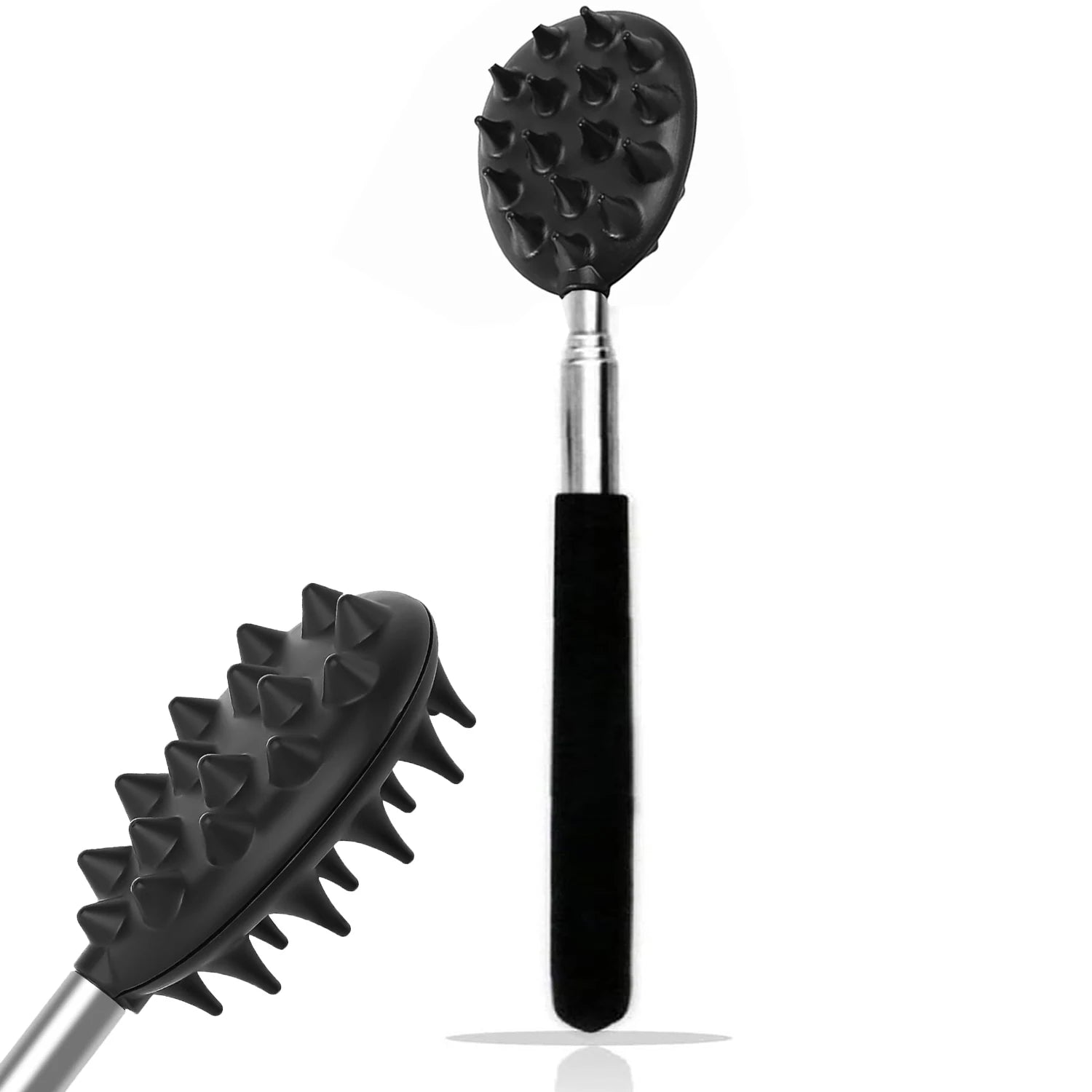 Extendable Cactus Back Scratcher with 1/4-inch & 1/2-inch Spikes, Retractable One-Hand Itch Stick for Men & Women, Durable PVC 
