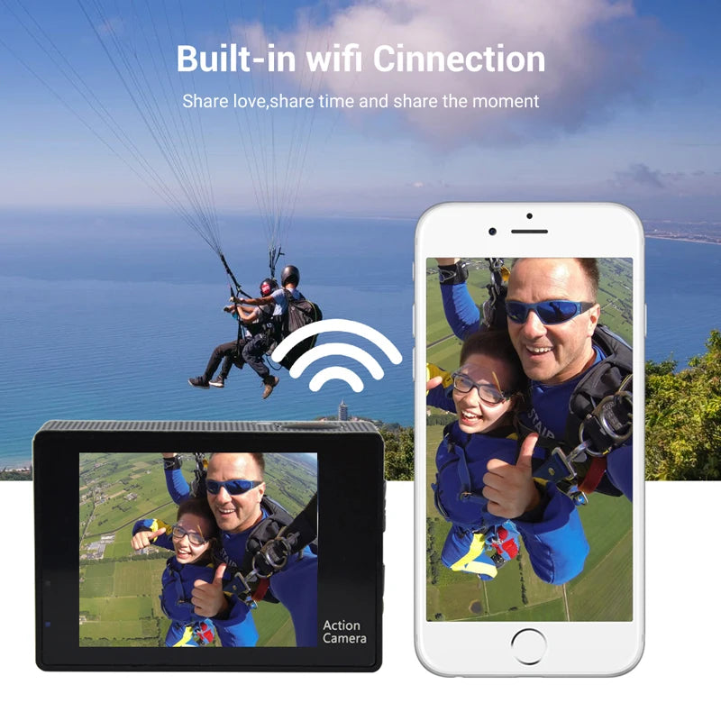 4K Action Camera 1080P/30FPS WiFi 2.0" 170D Underwater Waterproof Helmet Video Recording Camera Sports Cameras Outdoor Mini Cam 