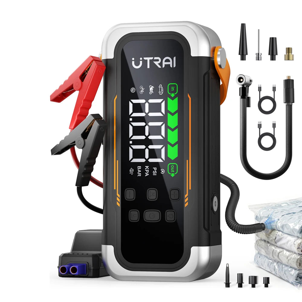 UTRAI 5-in-1 Car Jump Starter Air Pump Power Bank with 6 Modes