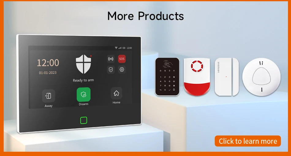 Staniot WiFi SecPanel 5 Wireless Home Alarm System Tuya Smart 4.3" Touch Screen Security Kit Built-in Siren APP Remote Control 