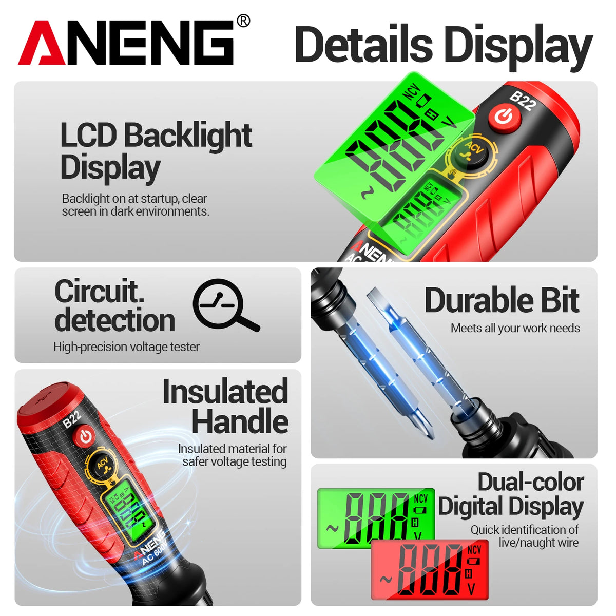 B22 Rechargeable Voltage Tester and Screwdriver