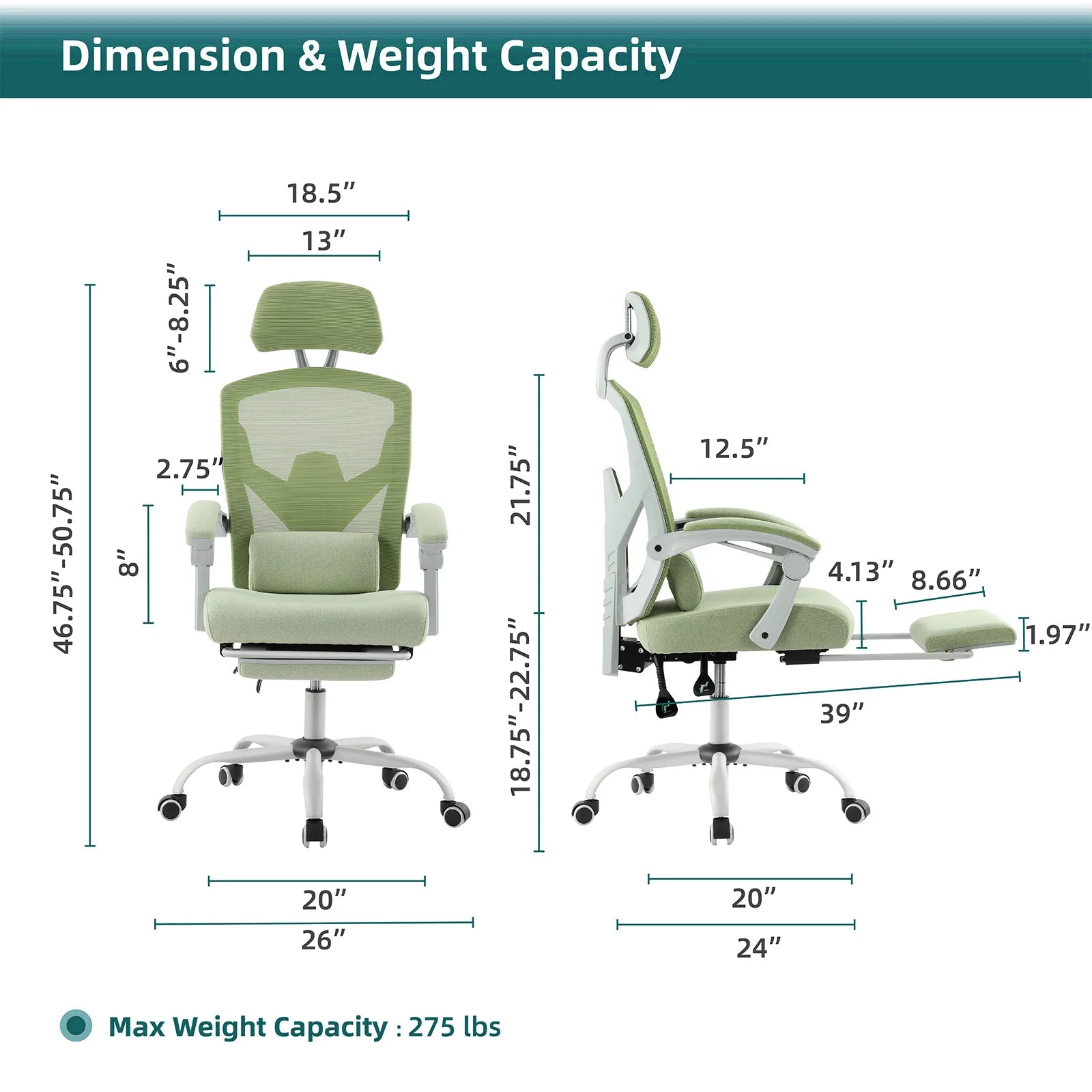 Ergonomic Reclining Mesh Office Chair with Footrest & Lumbar Support