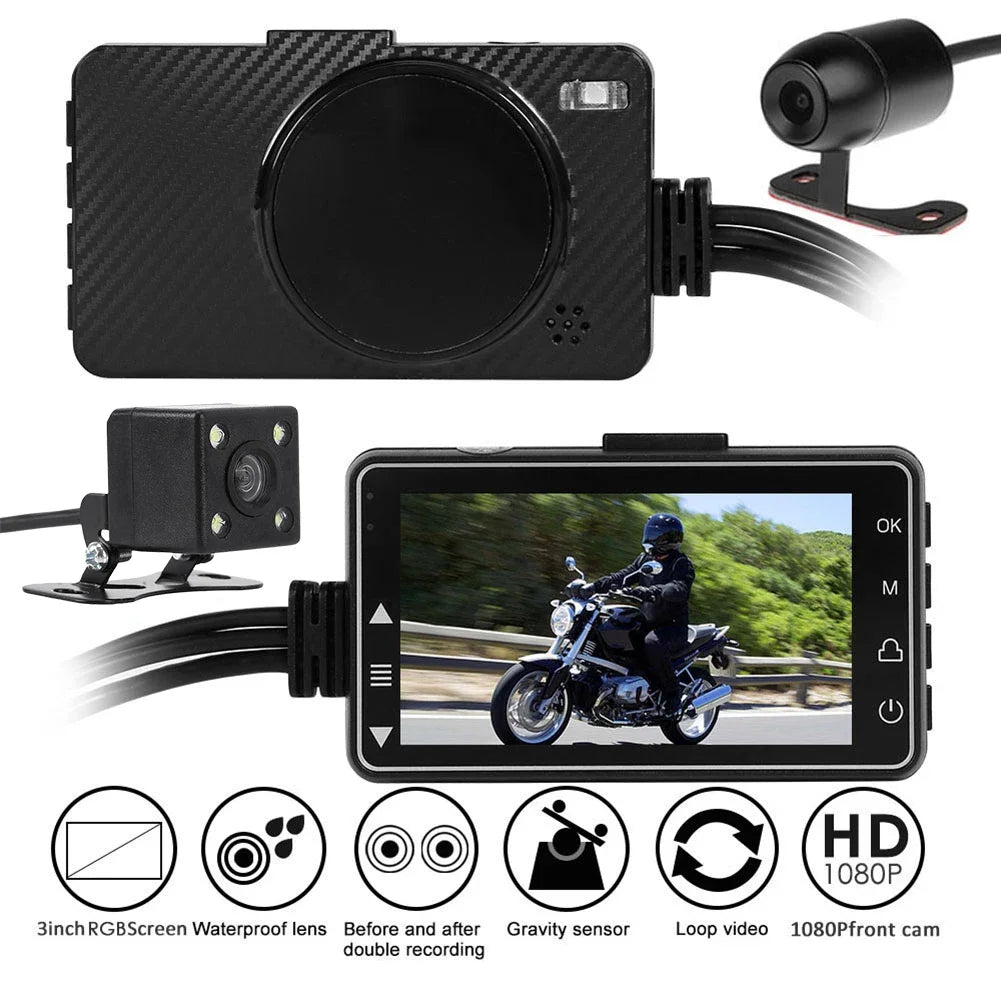 1080P HD 3.0 inch SE300 Motorcycle DVR Front+Rear View RGB Display Screen Motorcycle Dash Cam Digital Video Recorder Dash Cam 
