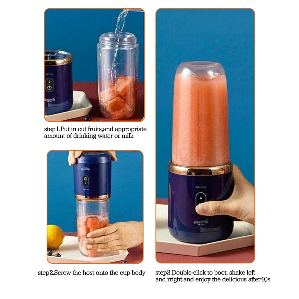 400ml Mini Blender Portable Smoothie Maker USB Rechargeable
