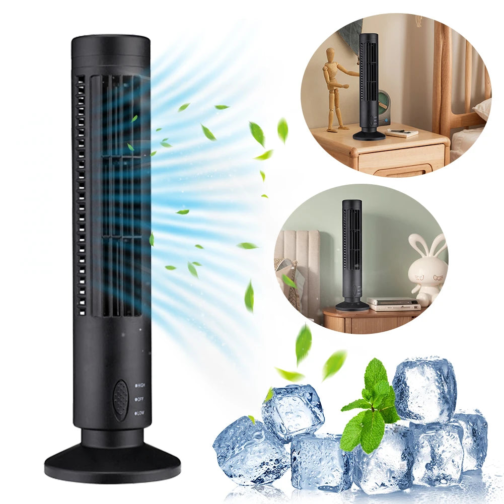 Beznástrojový LED věžový ventilátor s USB napájením a 90° oscilací