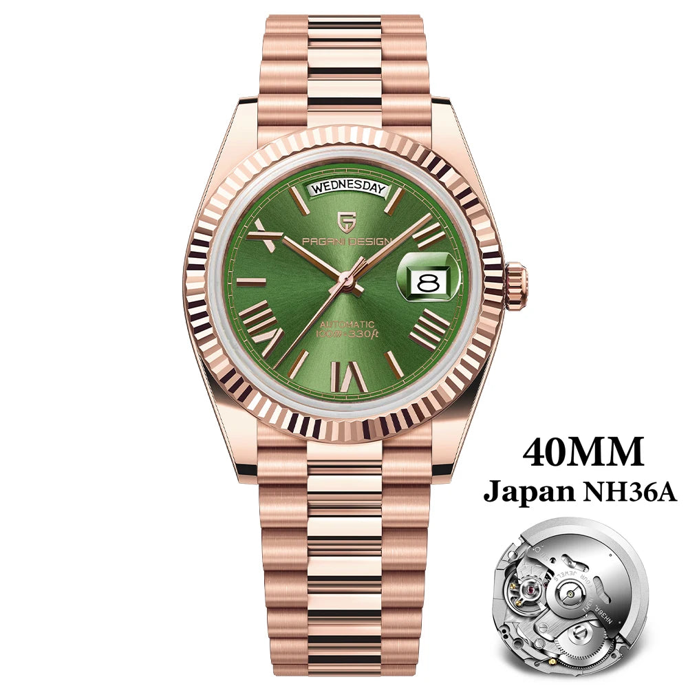 Pagani Design Automatic Gold Watch 40MM Sapphire Steel Waterproof