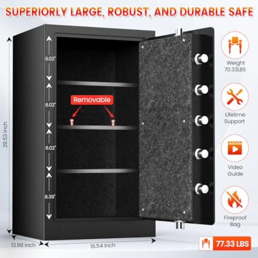 Fireproof Safe 7.5 Cu Ft Digital Keypad Safe for Home Use