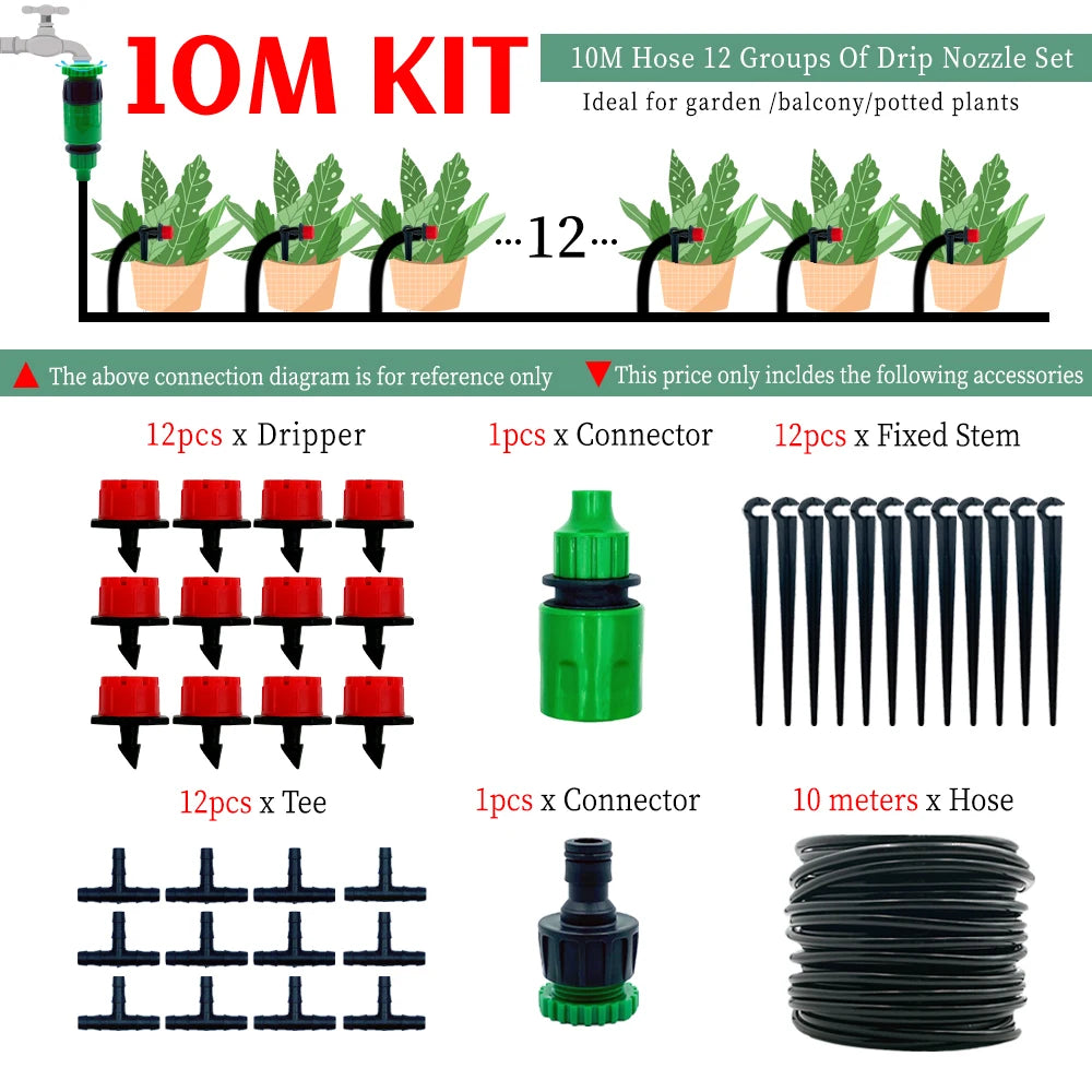 DIY Drip Irrigation Kit with Adjustable Heads, 10–30 m