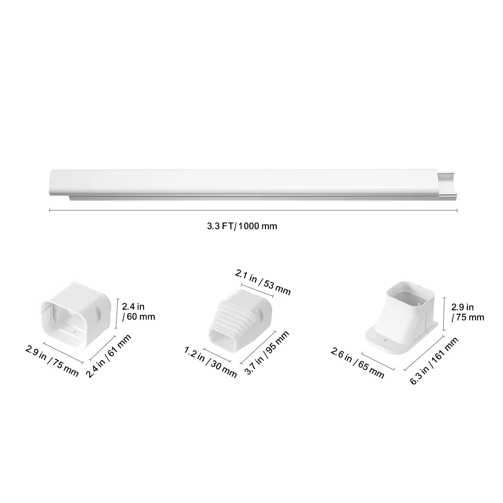 SucceBuy Mini Split Line Set Cover PVC Decorative Pipe Line Cover For Air Conditioner Easy to Install Paintable for Heat Pump