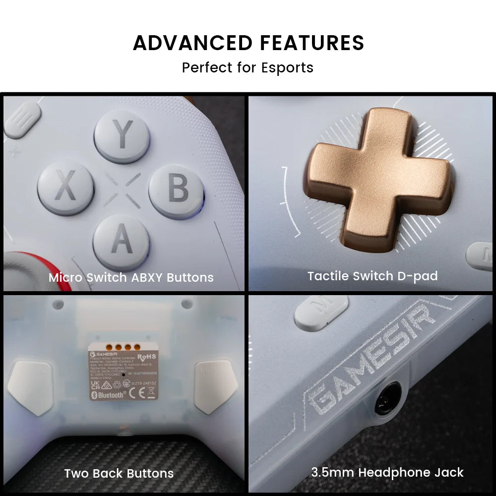 GameSir Cyclone 2 Bezdrátový Pro ovladač Bluetooth hernípad s nabíjecí stanicí Hall Effect joysticky pro Nintendo Switch, iPhone, Android & PC