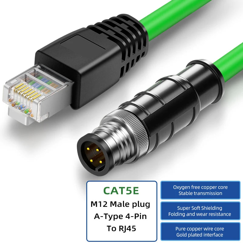Cavo M12 a RJ45 IP67 Impermeabile, Alta Flessibilità, schermato STP M12 a RJ45 Cavo Ethernet Industriale per EtherCAT/Profinet/IIoT