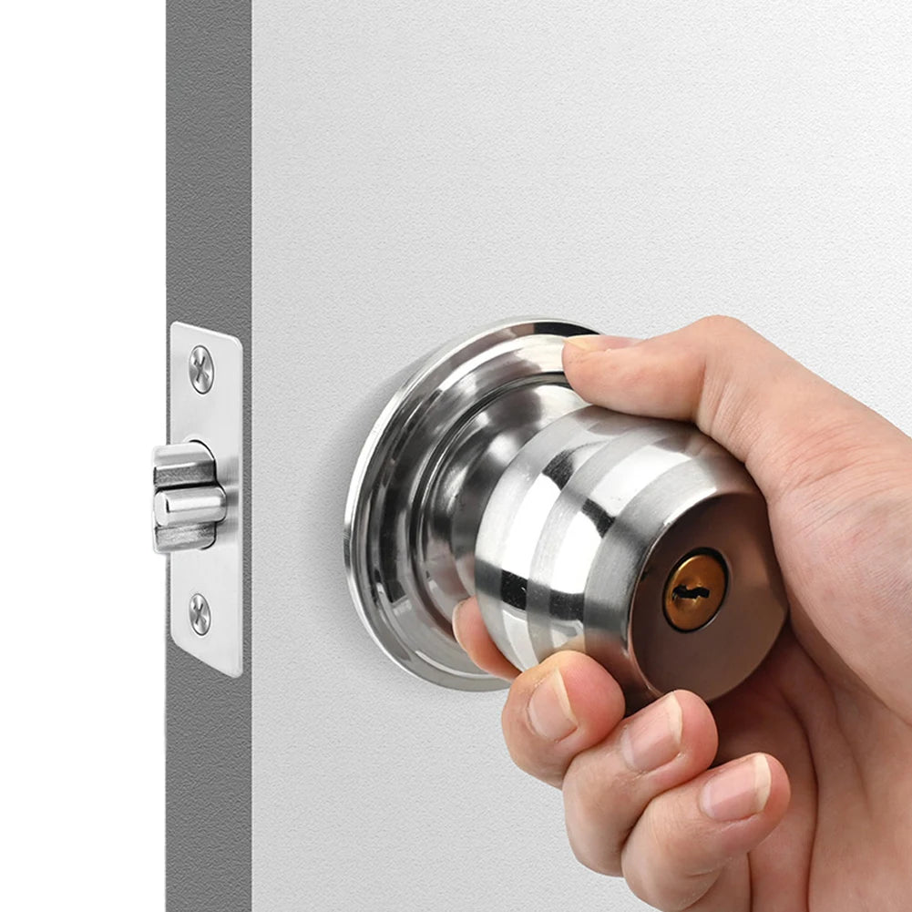 Stainless Steel Keyed Door Knob Set with 3 Keys