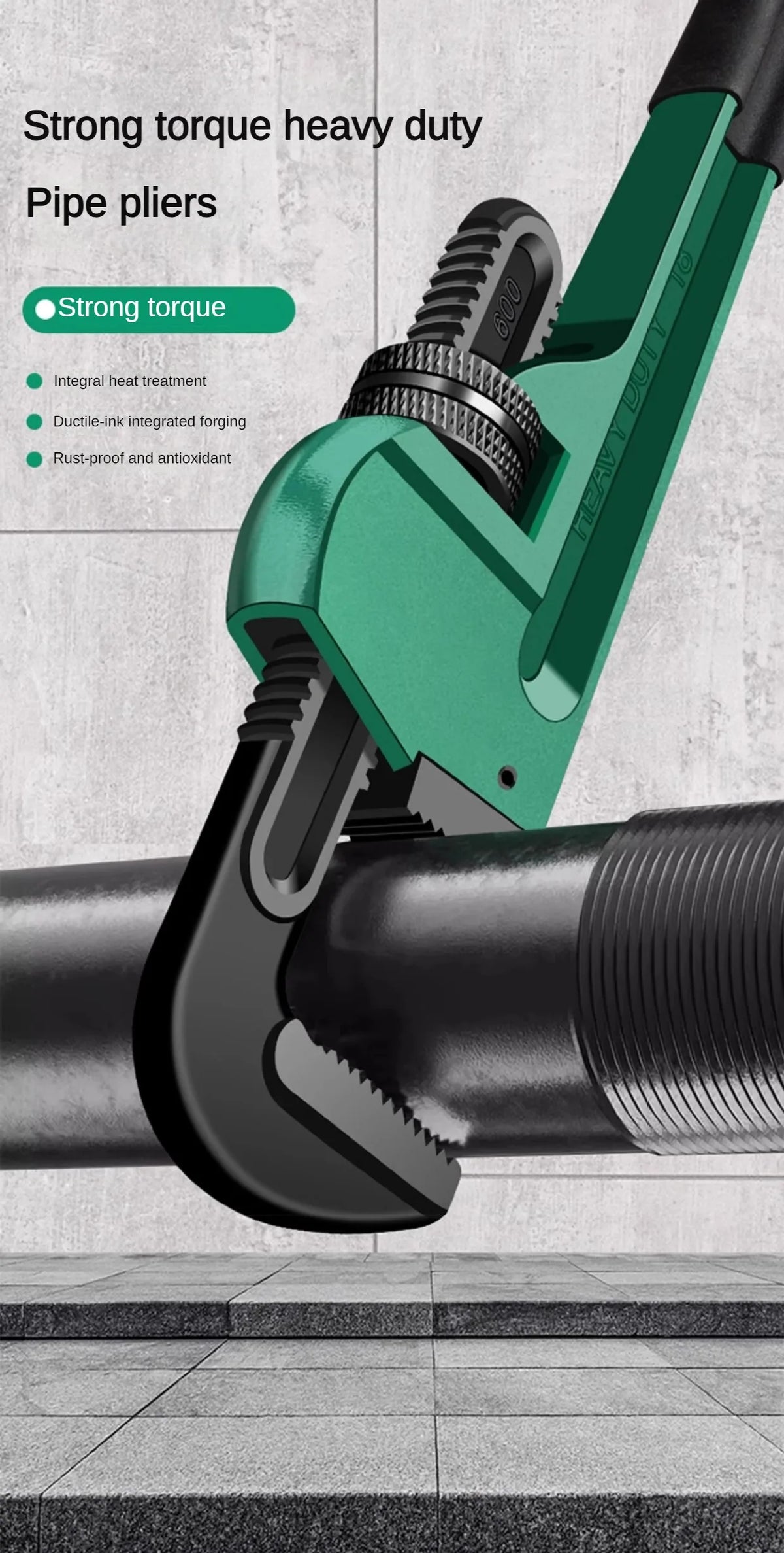Carbon-Steel Pipe Wrench - Size Options