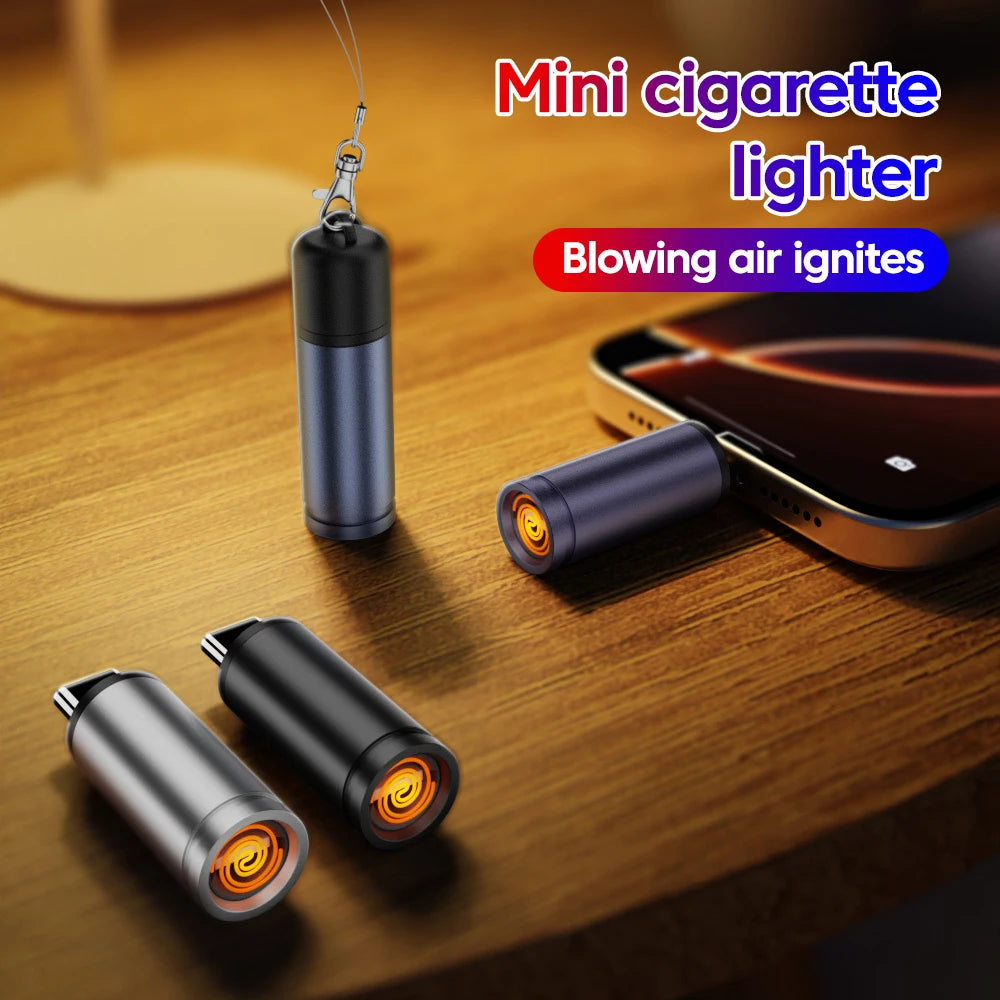 Type-C Mobile Cigarette Lighter Air Blowing Cigarette Lighter Outdoor Safety Portable Mini Cigarette Lighting Artifact 