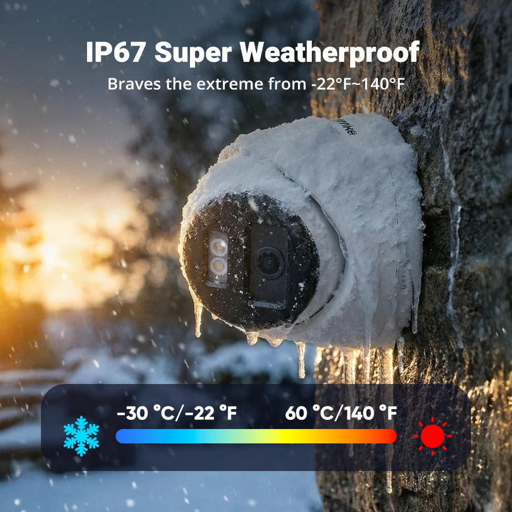 3K 5MP Outdoor IP Camera with Color Night Vision, Wide Angle, PoE, Two-Way Audio
