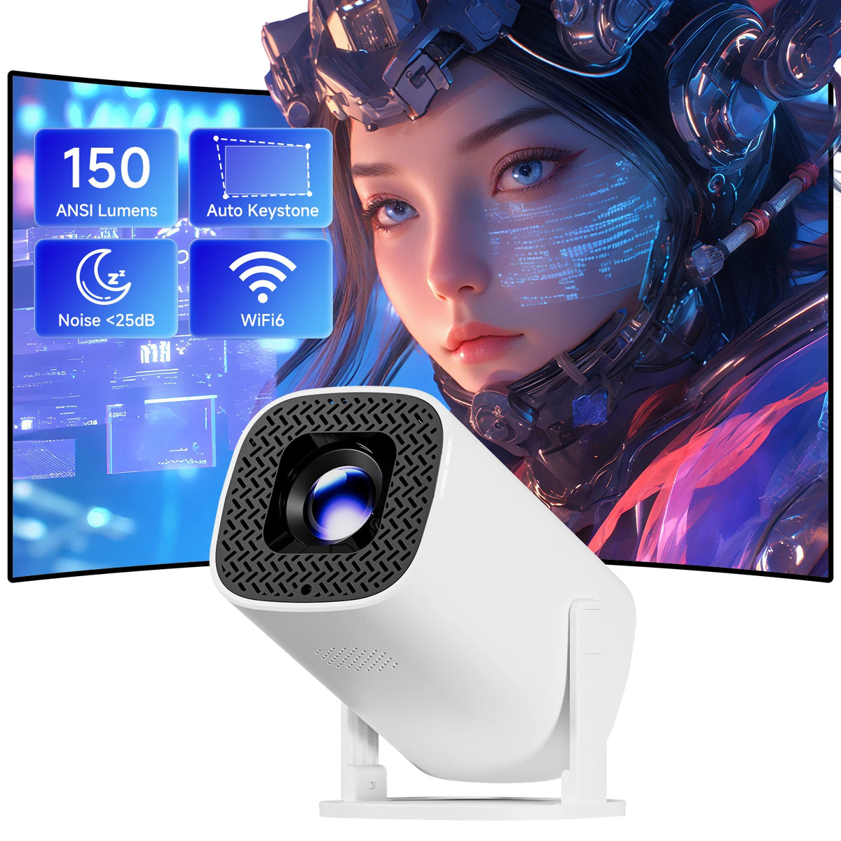 Portable 720p Projector with Wireless Casting