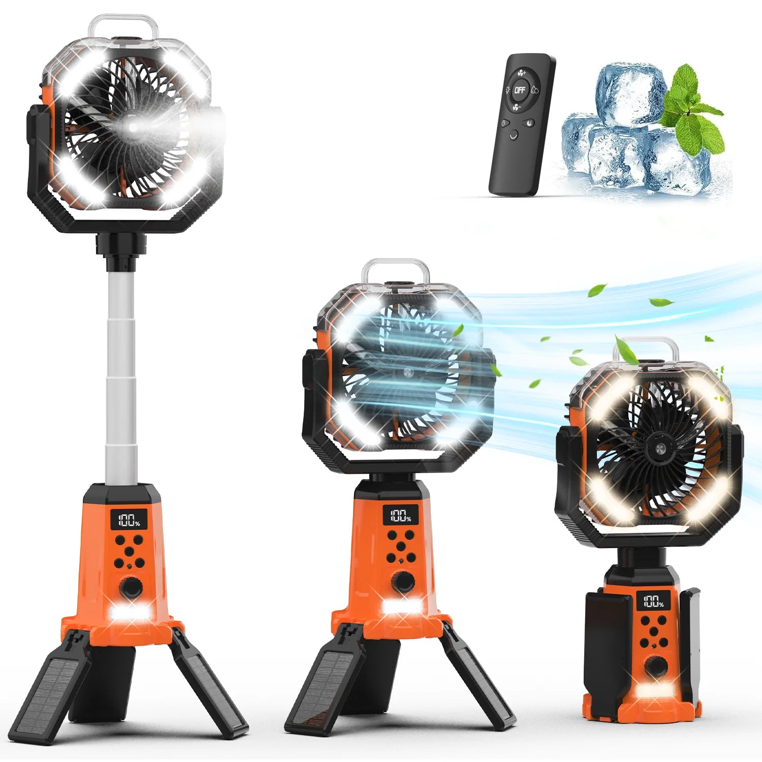 4-in-1 Portable Rechargeable Fan with Spray and Light