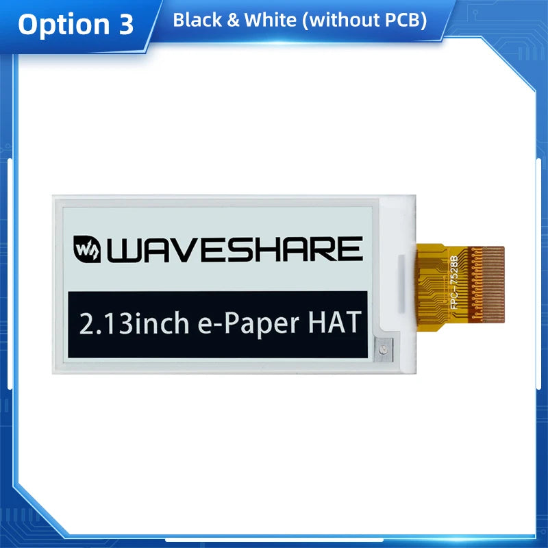 2.13-Inch E-Ink Display HAT, 250 x 122, SPI