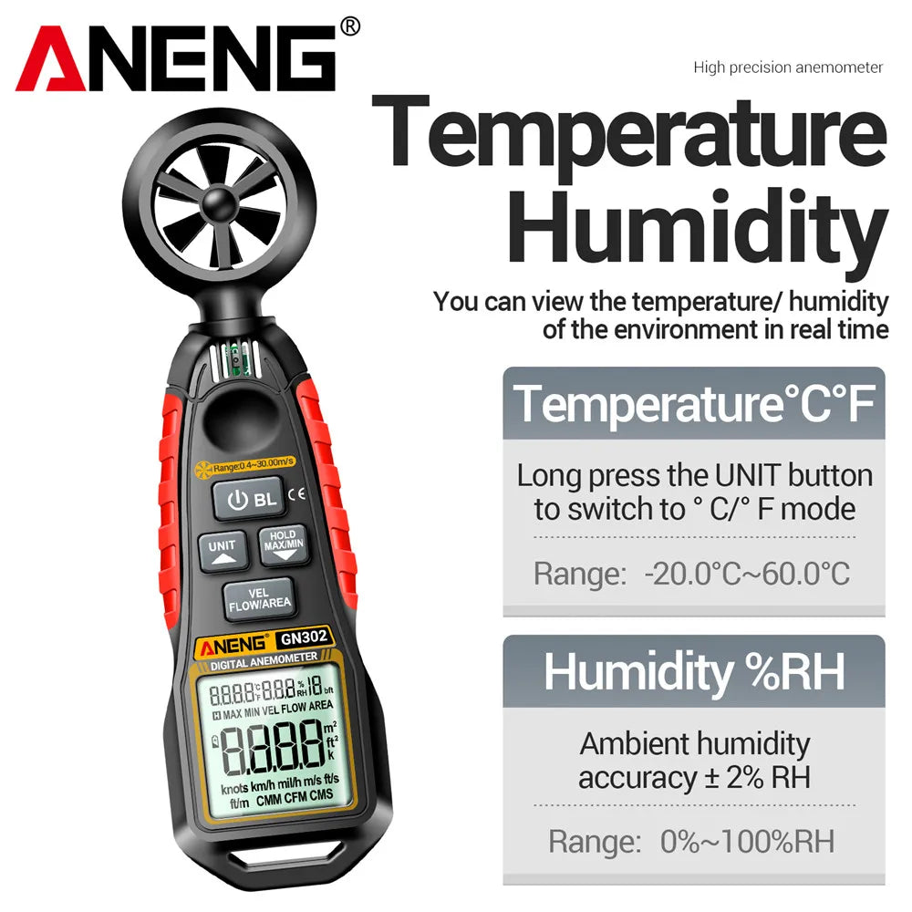 GN302 Wind Speed, Temperature and Humidity Meter