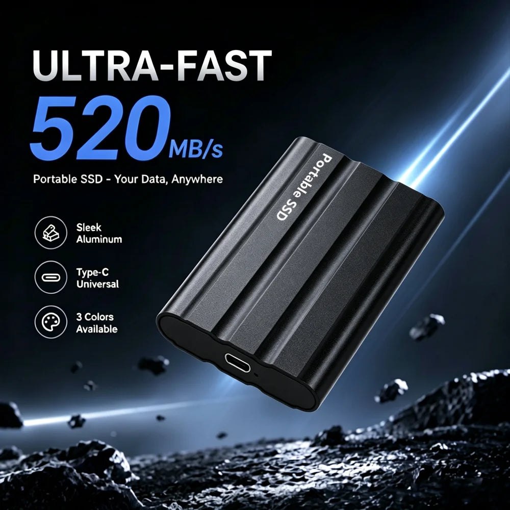 Reliable Slim Storage Device Portable External SSD 1TB 4TB 16TB 128TB High Speed for Notebook Laptop PC Usage