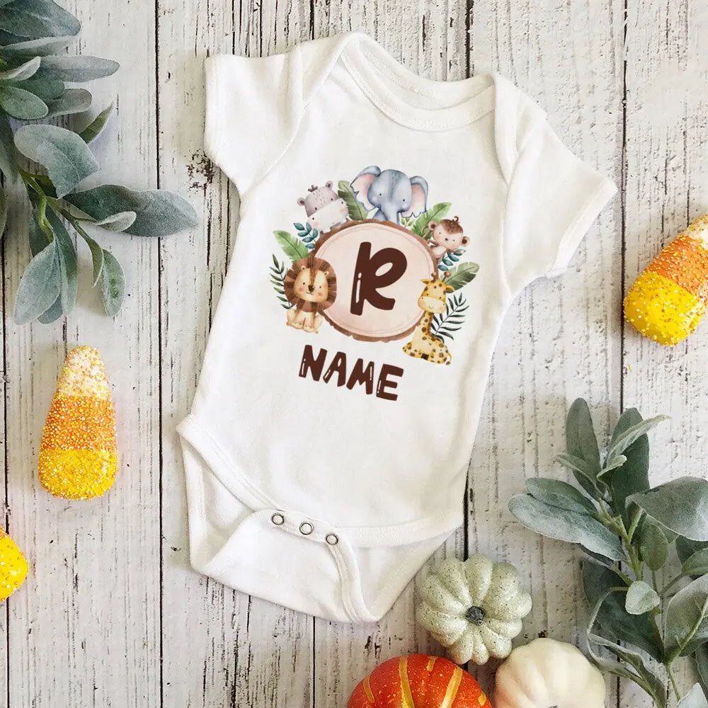 Gepersonaliseerd Leeuw Initiaal Baby Body