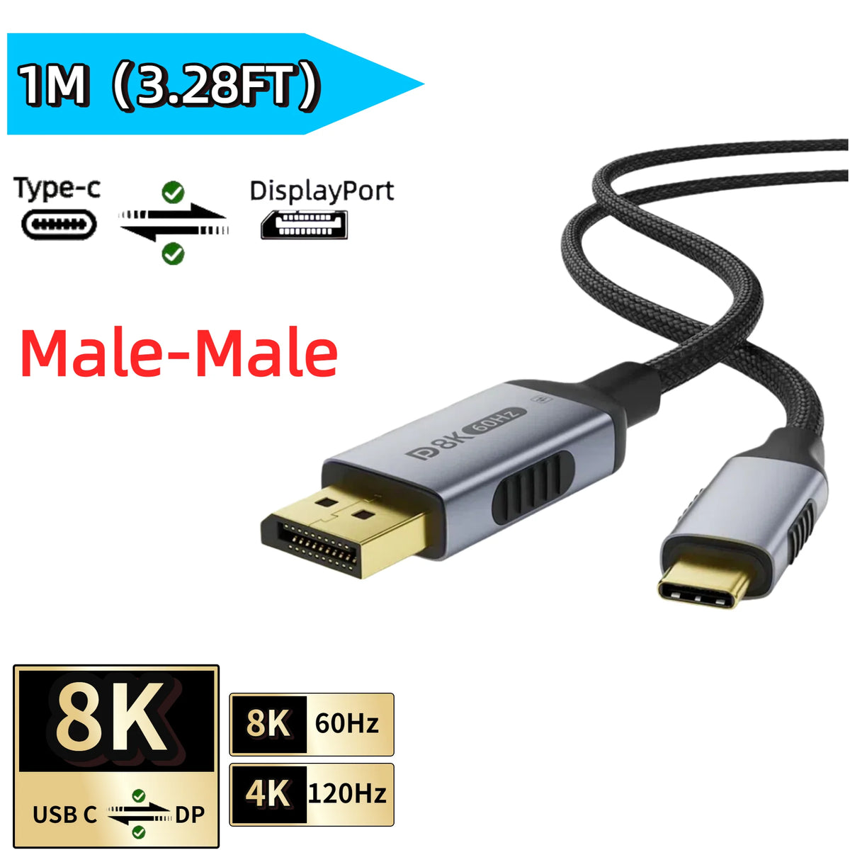 USB-C and DisplayPort Video Cable, Multiple Versions