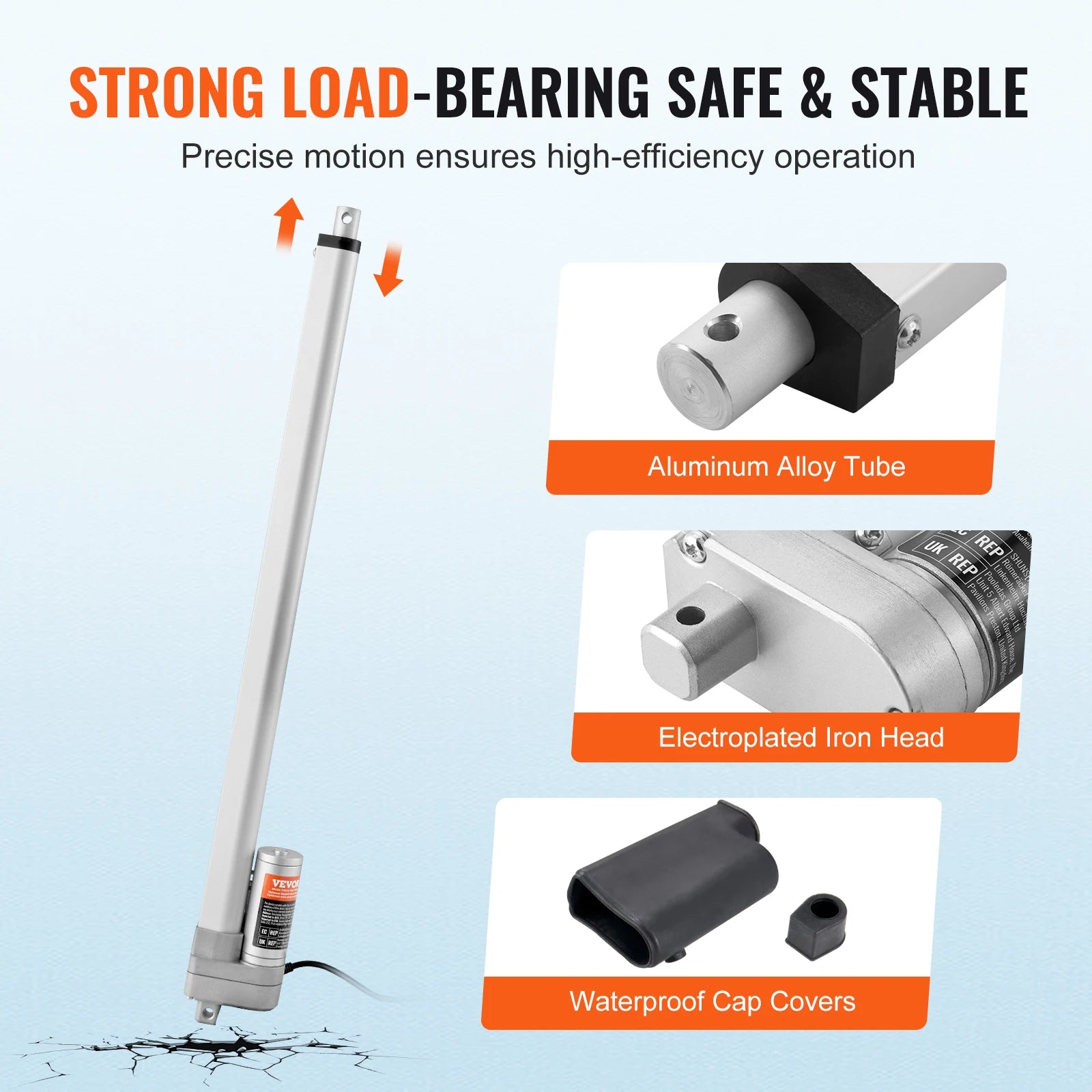 12V Linear Actuator 3000N 500mm Waterproof IP65 with Mounting Bracket