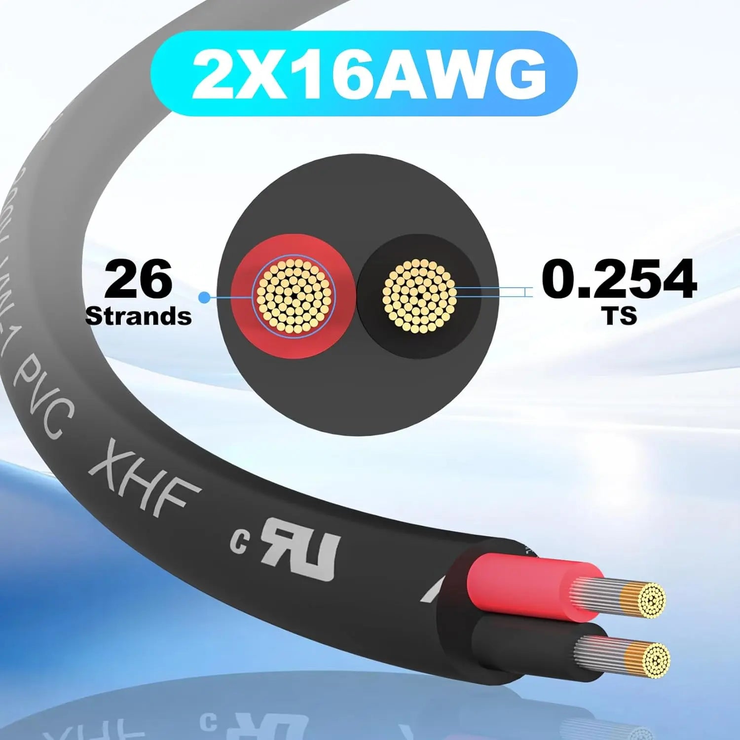 16 AWG 2-ledare tennpläterad koppartråd 50 ft med tillbehör
