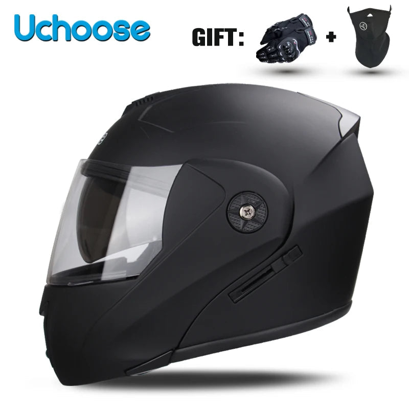 DOT Certification Uchoose Motorcycle Helmet Double Lens Cross Section Helmet Safety Modular Flip Helm Unisex Helmet With Visor 