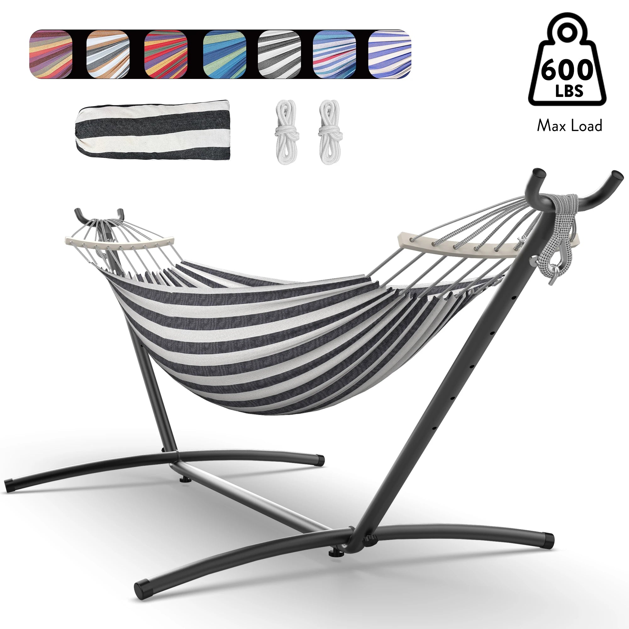 Adjustable Hammock Stand with 600 lb Capacity and Carry Bag