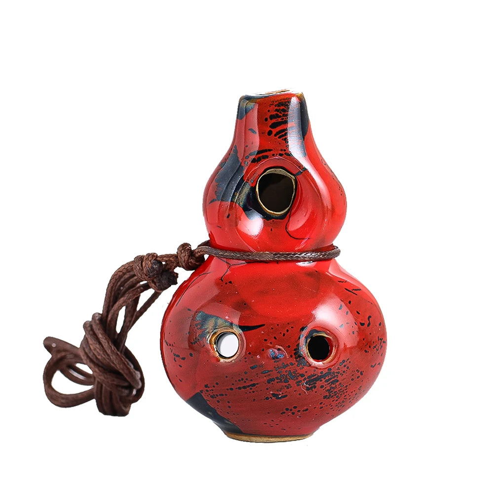 Seven-Hole Ceramic Pendant Ocarina with Cord