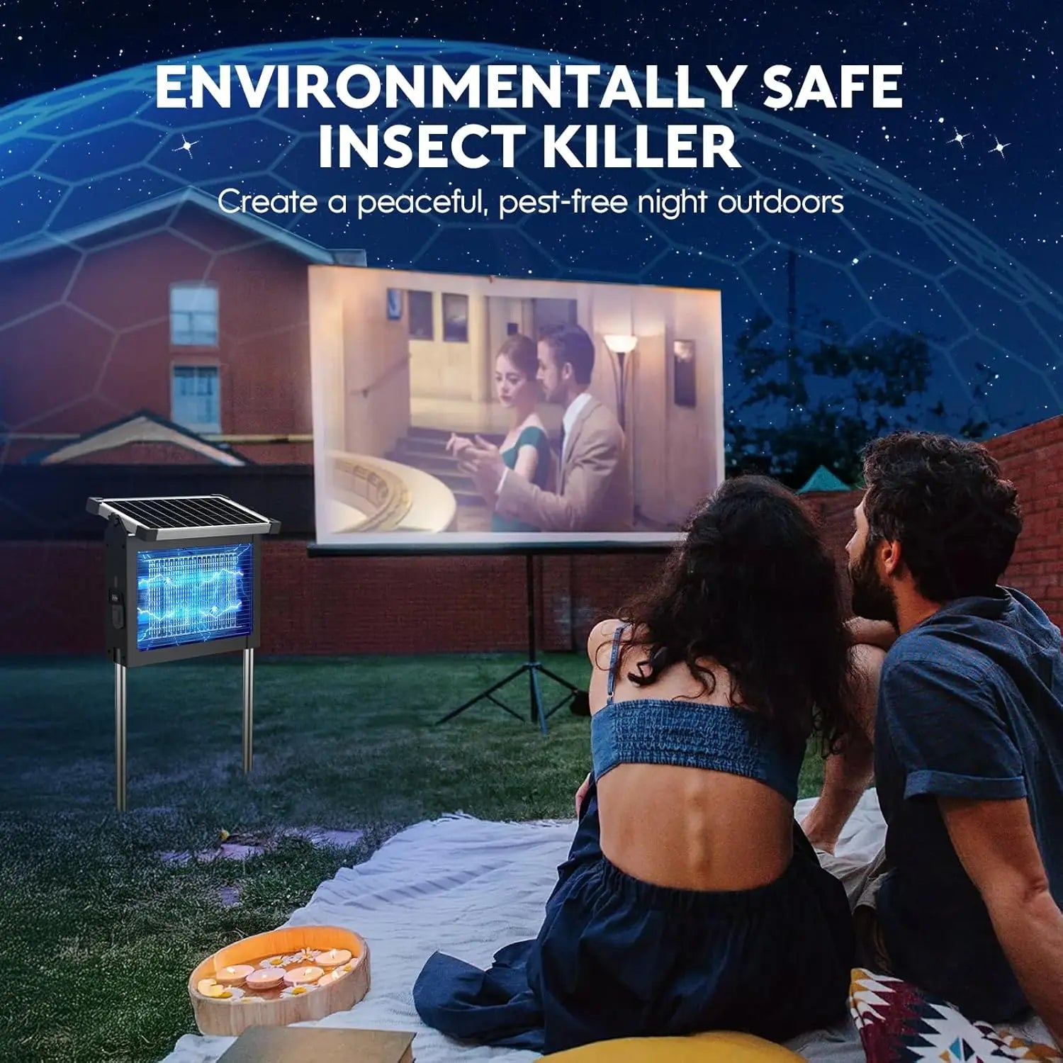 Solar Bug Zapper Outdoor 4500V Mosquito Killer with Auto Sensor
