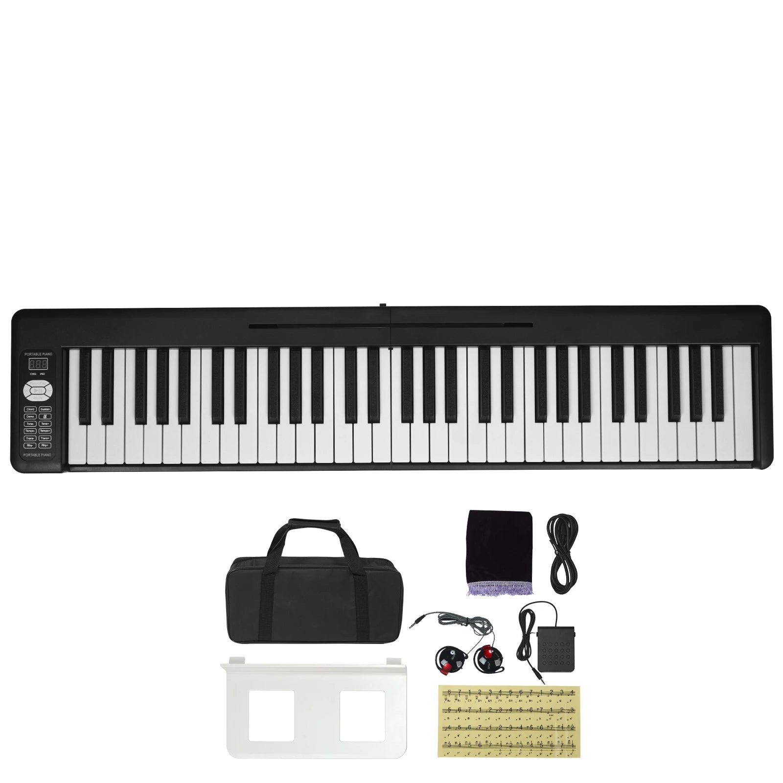 Foldable 61/88-Key Bluetooth MIDI Keyboard Piano with Rechargeable Battery