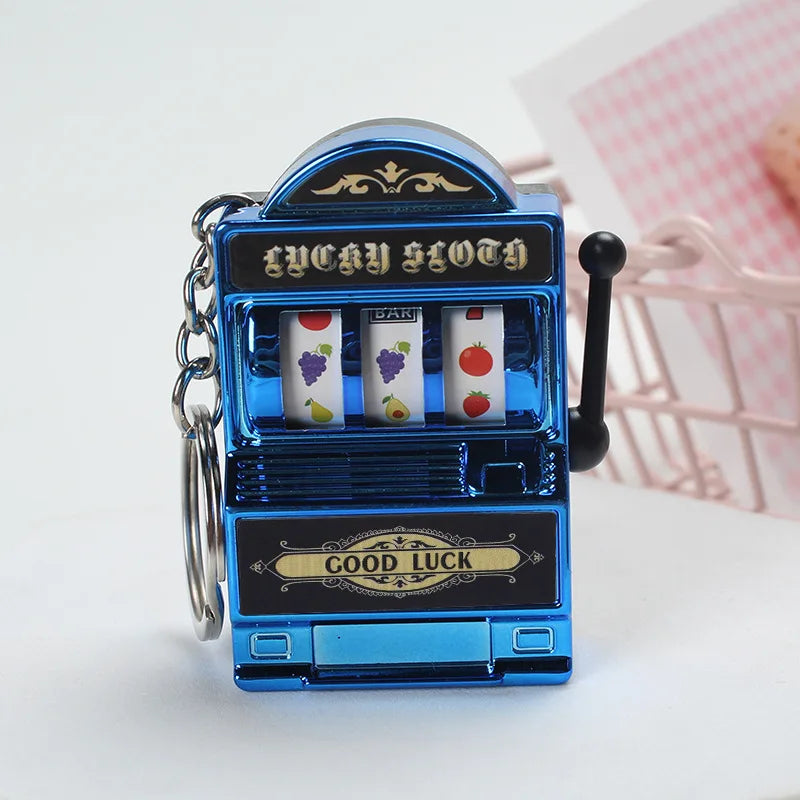 Fruit Slot Machine Keychain Lucky Charm Jackpot Keychains Mini Casino Pendant Bag Charm Novelty Gifts for Kids Adults 